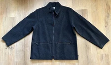 Eddie Bauer Women's Black Wool-Blend Full Zip Collared Basic Jacket .  Small