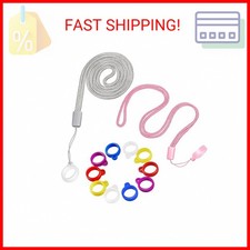 2 Anti-Lost Necklace Lanyard with 12 Pieces Anti-Lost Silicone Rubber Ring Pen S