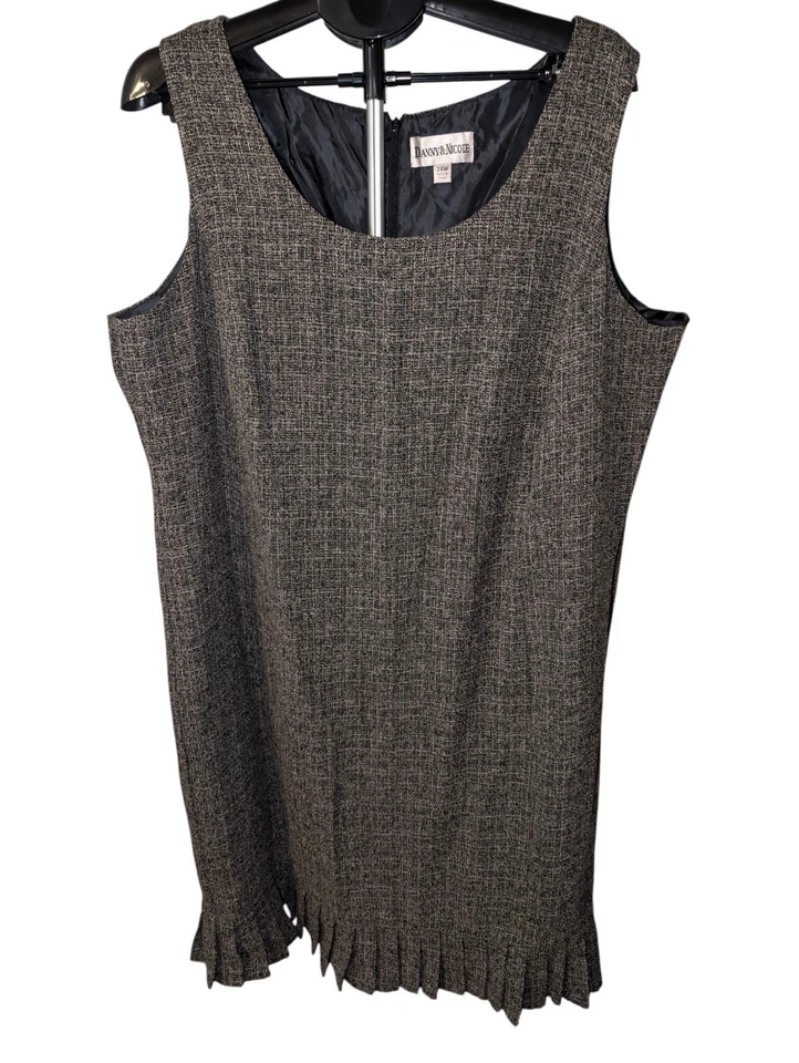 Danny & Nicole Mujer Negro Tostado Tweed 2 Piezas Vestido Chaqueta Traje Talla Grande 24W Foto 3 de 4