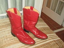 Justin Boots L3055 Red Leather Pull On Western Roper Boot Women's size 6.5 AA