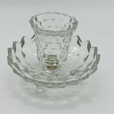 Indiana Whitehall Candle Centerpiece Bowl Cubist Pattern