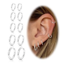 Sterling Silver Hoop Earrings, 6mm, 7mm, 8mm, 10mm, 12mm, 925