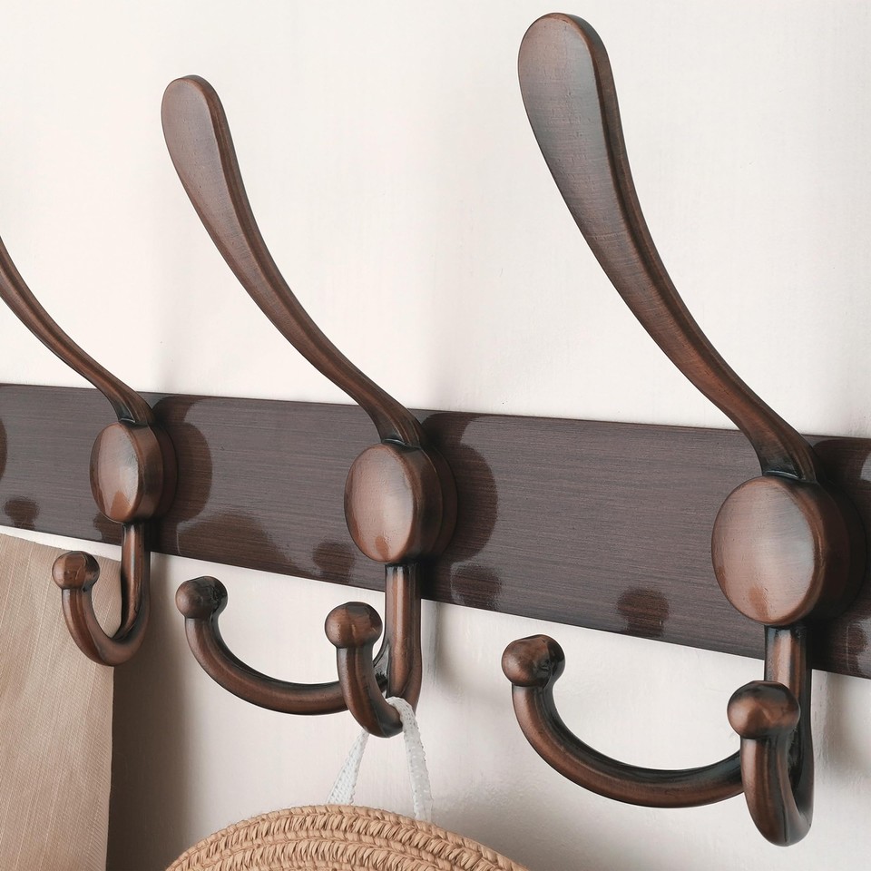 Wall Mounted Coat Rack - 5 Tri Hooks, Heavy Duty, Stainless Steel ...