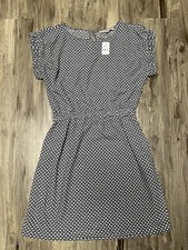 NWT LOFT Navy White Geo Mini Pocket Tee Dress XS