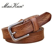 Metal Pin Buckle Thin Belts Women Fashion Garments Apparel Genuine Leather Belt