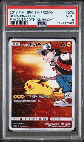 RED'S PIKACHU Pokemon Center 20th Anniversary Sun & Moon Promo #270 PSA 9