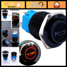 12V Momentary Push Button Switch 1NO 1NC SPDT Blue LED Light Black Metal Toggle
