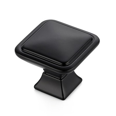 10 PCS Solid Square Foot Cabinet Arch Knobs Matte Black Single Hole Pulls