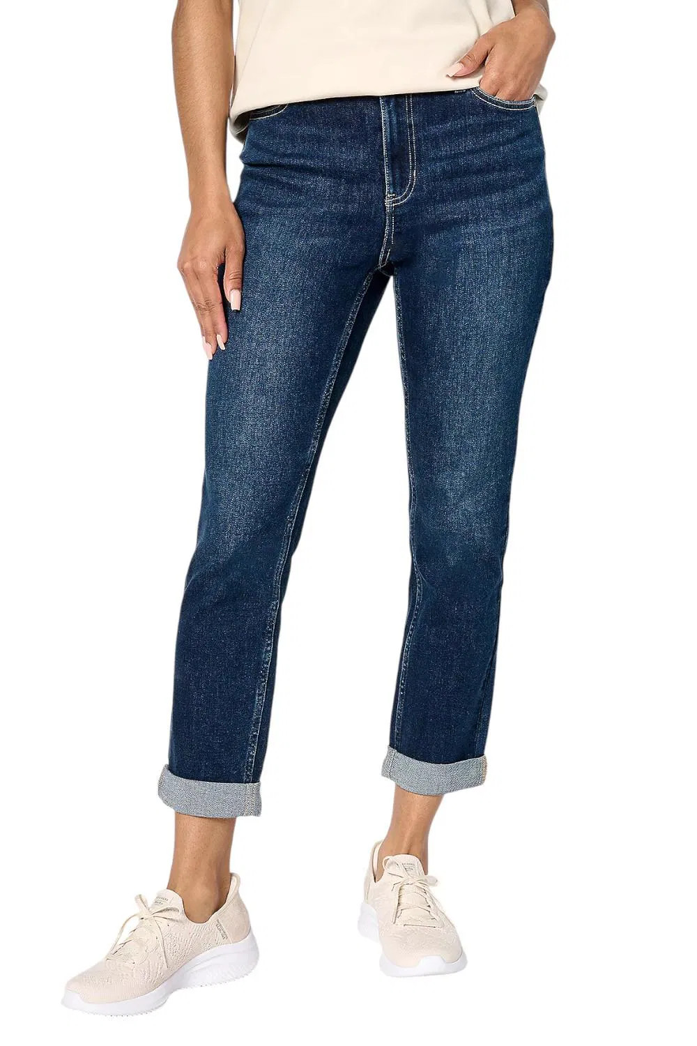 Martha Stewart Women's Signature Indigo Rolled Hem Jean Dark Wash