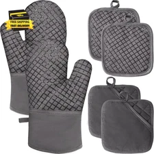 4 Pcs Oven Mitts and Pot Holders,High Heat 500°F Resistant Glove Potholder with