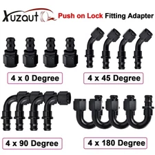 4 x 6AN 8AN 10AN Push Lock Hose Fitting 0° 45° 90° 180° Degree for NBR Fuel Line