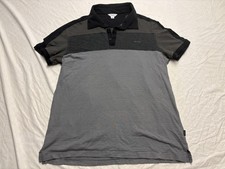 Calvin Klein Polo Shirt Mens Large Gray Colorblock Slim Fit Short Sleeve Casual