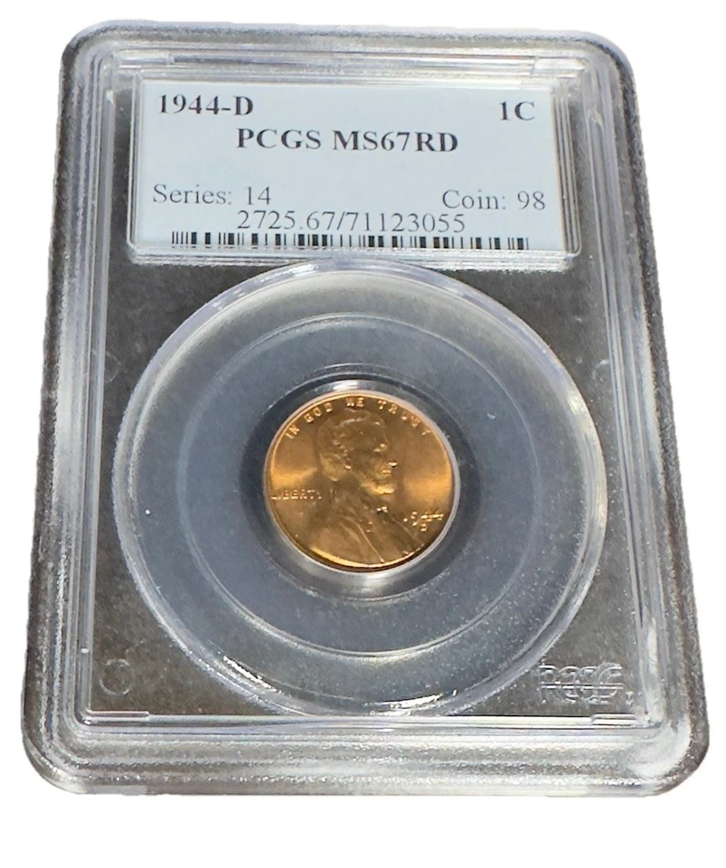 1944-D Lincoln Wheat Cent PCGS MS67 RD – Gem Red WWII Era High-Grade Penny - Image 4 of 4