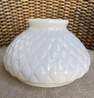 Vintage Diamond Quilted Milk Glass Student Lamp Shade 6 7/8" Fitter