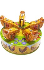 MS483 - Collectible Tin Toy - Pecking Chickens - 4"H x 5"W x 5.5"D