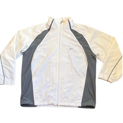 Nike Lightweight Windbreaker Men s XL White Hide Away Hood Full Zip