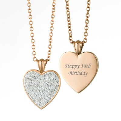 Rose Gold Necklace With Engraving, Happy 18th Birthday Pendant