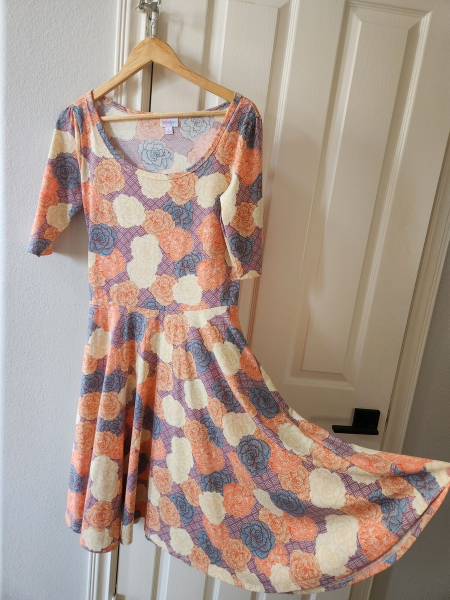 LuLaRoe Nicole Dress Fit and Flare Dress Stretch Women's Size L