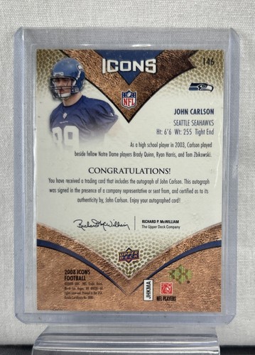 2008 Upper Deck Icons Rookie Auto Rainbow 132/135 John Carlson #146 Auto RC - Picture 2 of 6