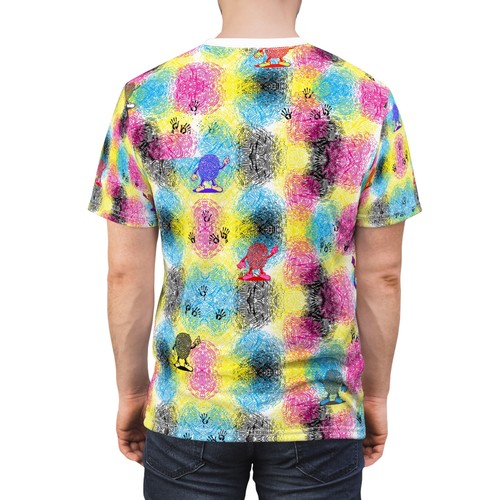 Buntes T-Shirt mit Fingerabdruck ""All Over Print"" Unisex Schnitt & Nähen - Bild 12 von 13