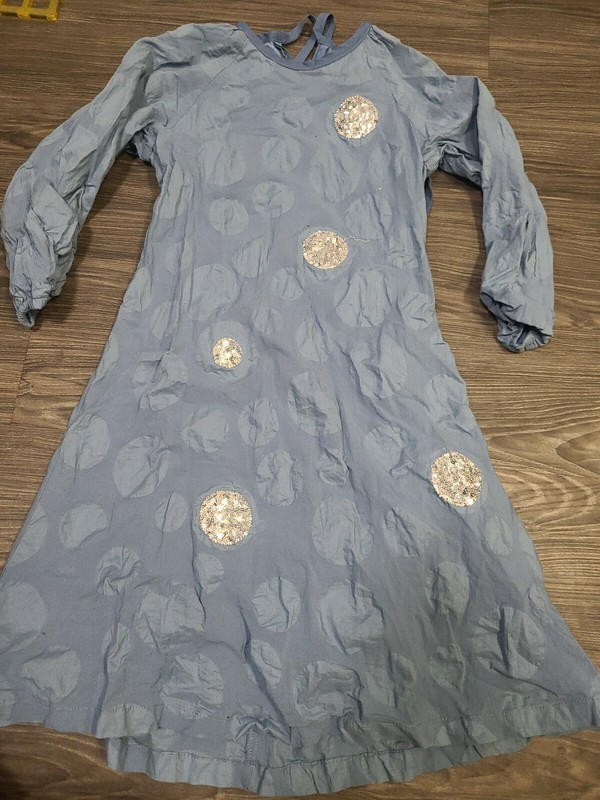 Girls  Blue Dress Silver Sequins Exc New Worn Once  Size 8 C.t.n.