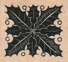 Poinsettia Square 2 1/4 x 2" Rubber Stamp, Christmas Stamp