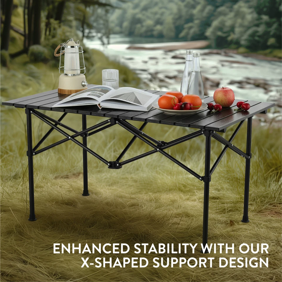 Table camping pliante aluminium - Table de camping pliable légère 95 x 55 x 50cm - Photo 3/4