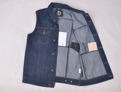 denim biker vest