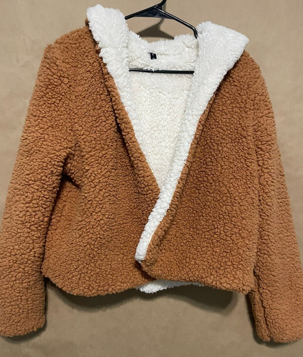 Zaful Hooded Sherpa Jacket, Women's Size Medium