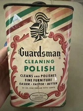 vtg 1950s Guardsman Cleaning Polish 32oz. tin 50% full Grand Rapids Corporation