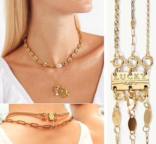 Stainless Steel Layering Necklace Clasp - 18K Gold & Silver, Tangle-Free Design - Picture 7 of 9