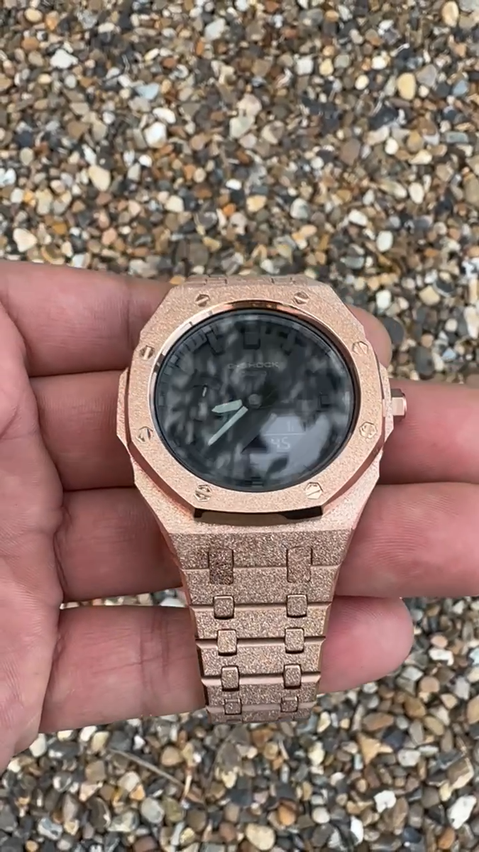 Casioak Custom Frosted Rose Gold Metal Stealth Casio G-SHOCK