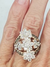 925 sterling silver ring size 7 3/4 clear stones Statement or engagement piece