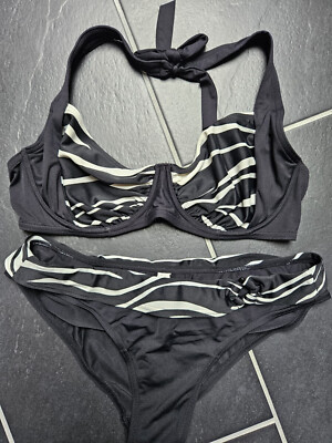 ESPRIT Bikini mit Bügel Bügelbikini 38 / 38 D schwarz weiß guter Zustand TOP!