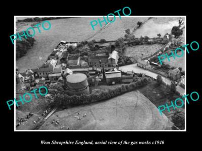 OLD 6 X 4 HISTORIC PHOTO OF WEM SHROPSHIRE ENGLAND THE TOWN GAS WORKS c1940
