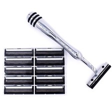 Taconic All Metal Trac 2 / Trac II Compatible Razor & 10 Twin Blades