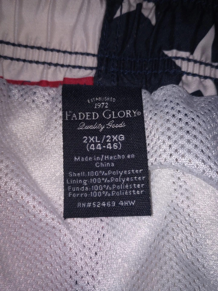 Bañador shorts patriótico Faded Glory American Flag para hombre 2XL 44-46 EE. UU. Foto 3 de 3