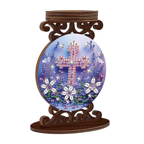 Bougeoir en bois et diamant peinture strass dessin chandelier décor -NE2 - Afbeelding 10 van 24