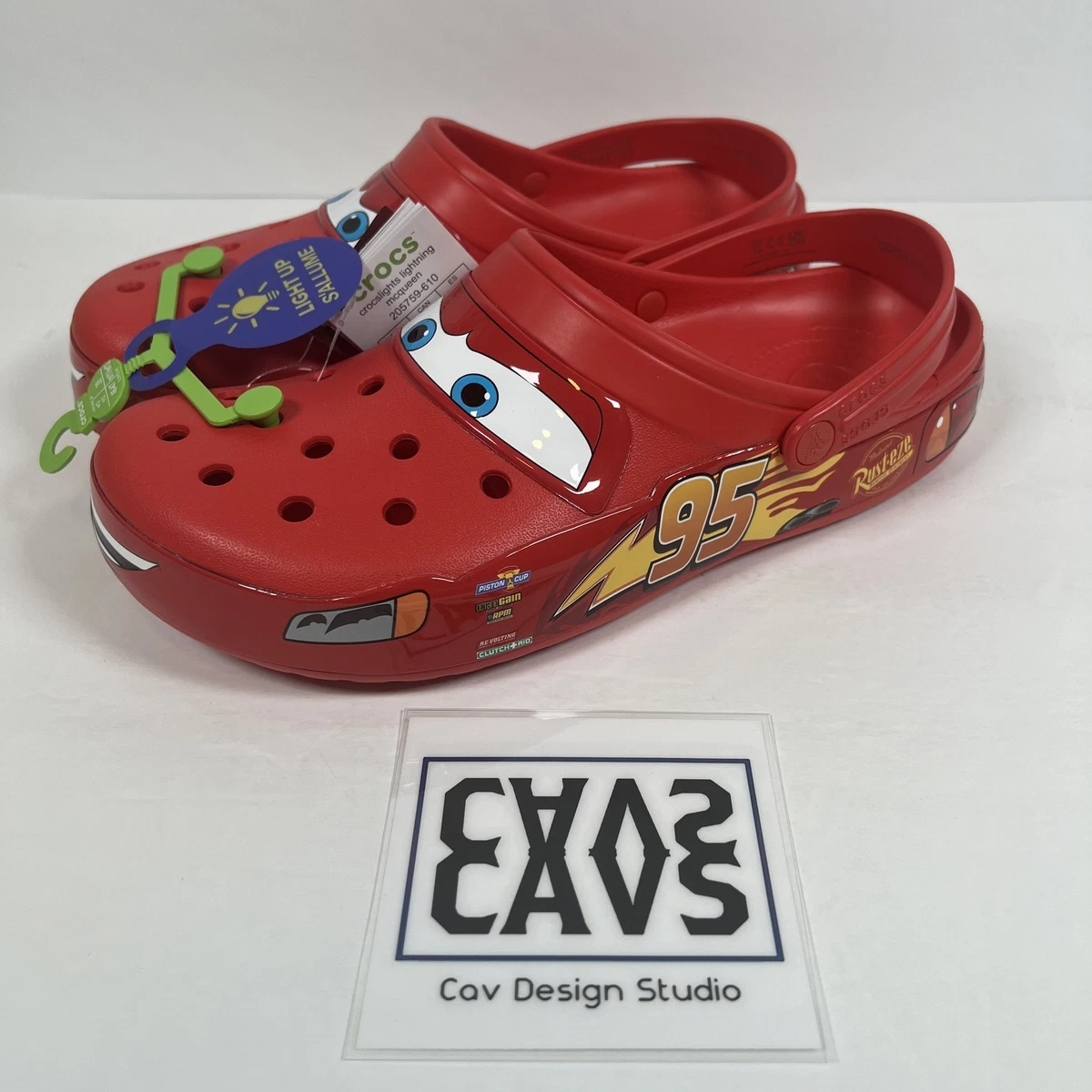 Men s Size 12 Crocs Classic Lightning McQueen Red Clog Light Up