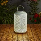 Garden Solar Moroccan Lantern LED Outdoor Lighting Hanging Decor Sage Green Lamp