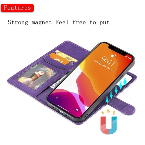 For iPhone 13 12 11 X XR SE 8 7 6s Magnetic Detachable Wallet Leather Case Cover - Picture 34 of 43