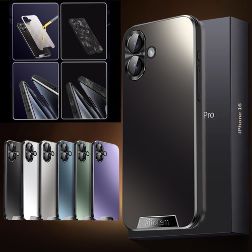 For iPhone 14 15 16 Pro Max 13 12 11Hard PC Case Slim Matte Lens Metallic Luster - 第 1/14 張圖片