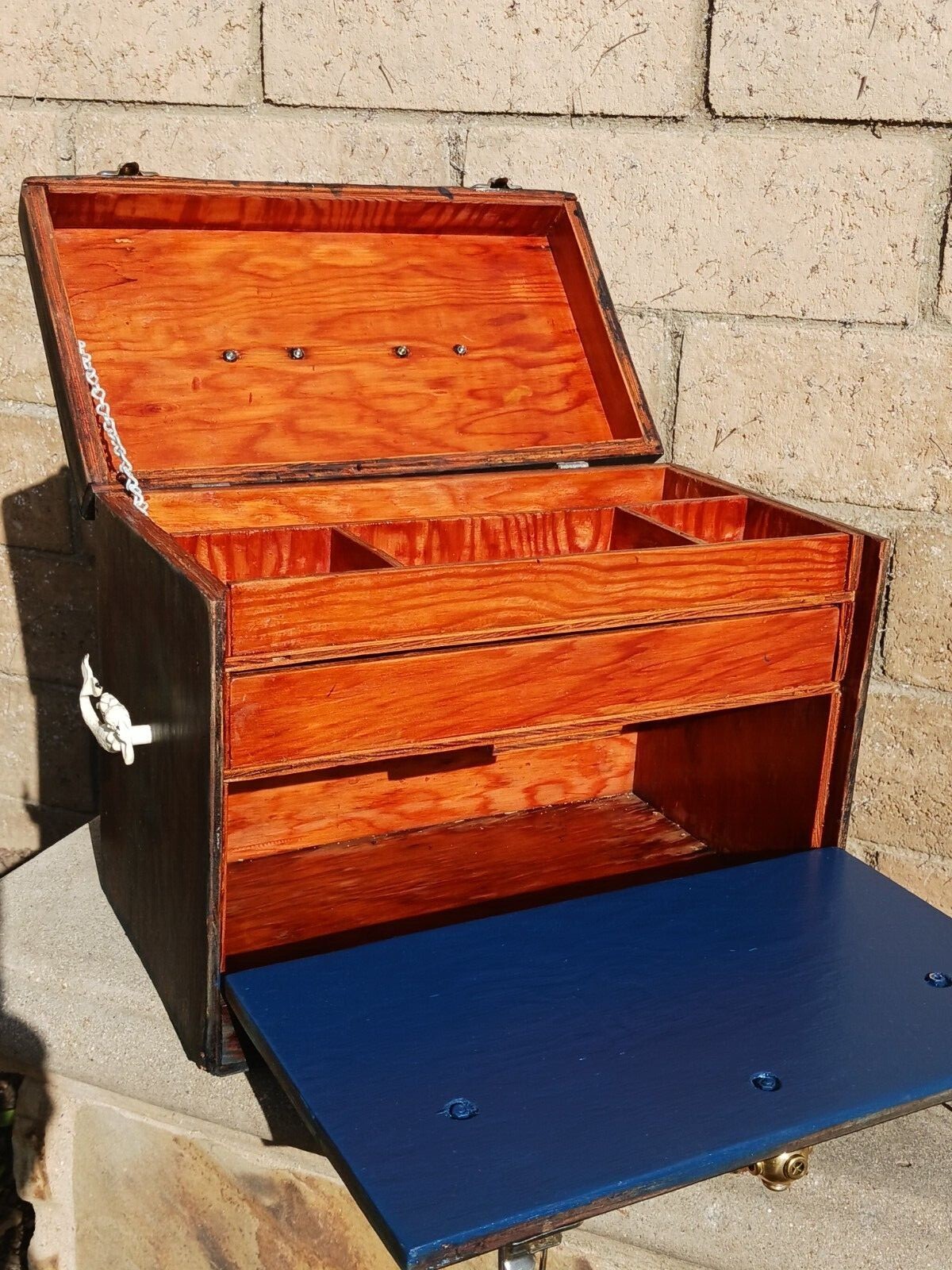 vintage wooden fishing tackle box eBay