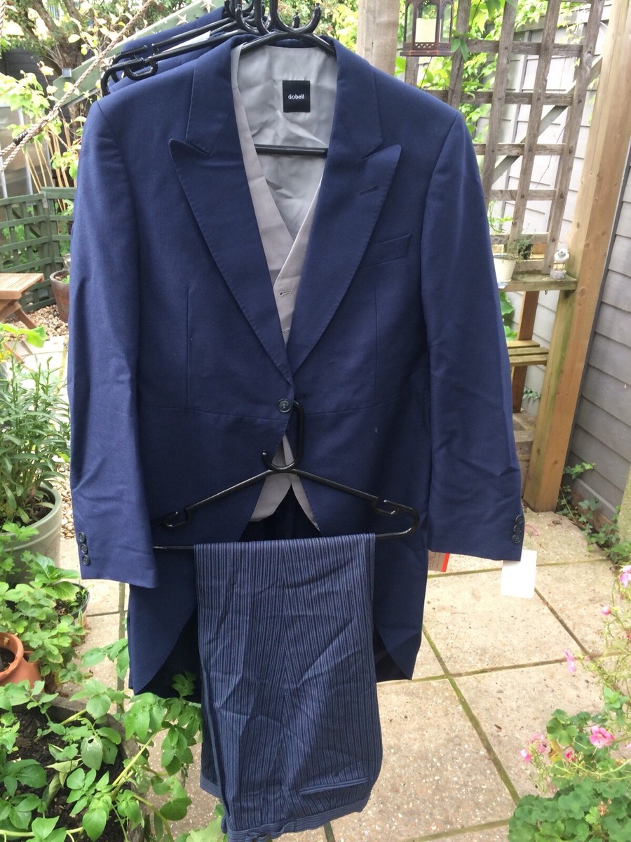 Blue Pinstripe Mens Formal Trousers 30L By Jolliffe Of Marlow Ex