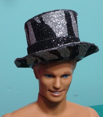 Black & Silver Zebra Top Hat w Black Sparkle Band for 10"-12" Dolls KNH523 - Picture 2 of 6