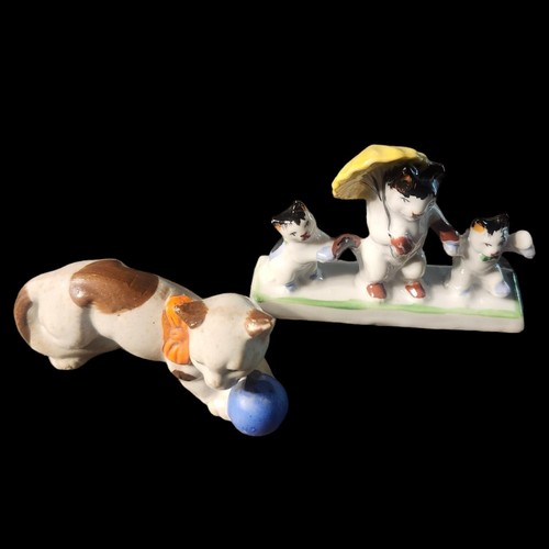 Vintage Pair of Playful Cats Kitten Porcelain Figurines 3.75"Kitty Umbrella Ball - Bild 2 von 11