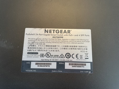 NETGEAR ProSafe GS728TP V1H1 Smart Managed Switch PoE 24x Gigabit + 4x SFP Ports - Picture 2 of 2