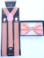 New Wedding Accessories Blush Pink Rose Men's Bow Tie Suspender Bow Tie Set
