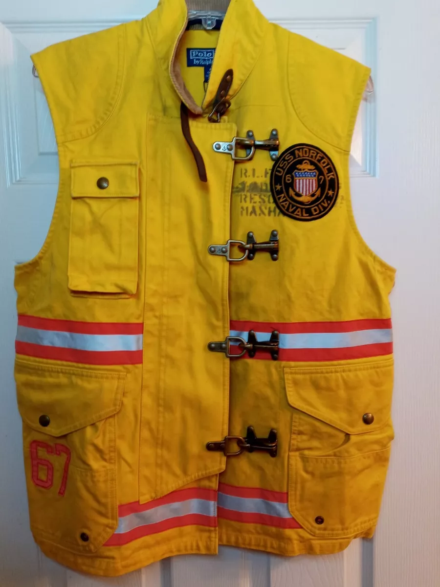NEW Polo Ralph Lauren Yellow Manhattan Fireman Vest Men s Size