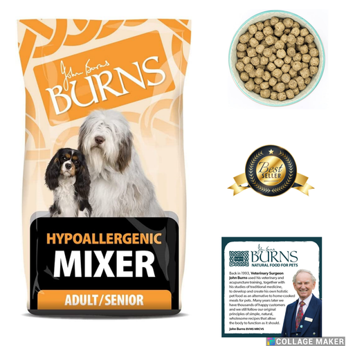 Burns Hypoallergenic Mixer Dry Adult Senior Dog Food Wheat Free Rice